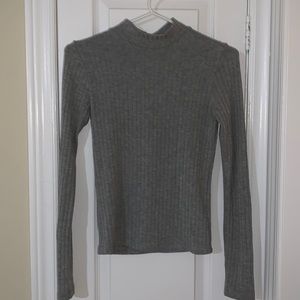 Grey back lace up mock turtle neck